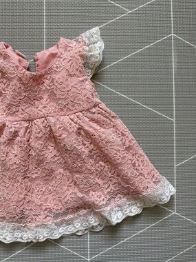 Baby girl dress|FREE w kids purchase,Blush Pink Lace Dress w White Trim•••Boho